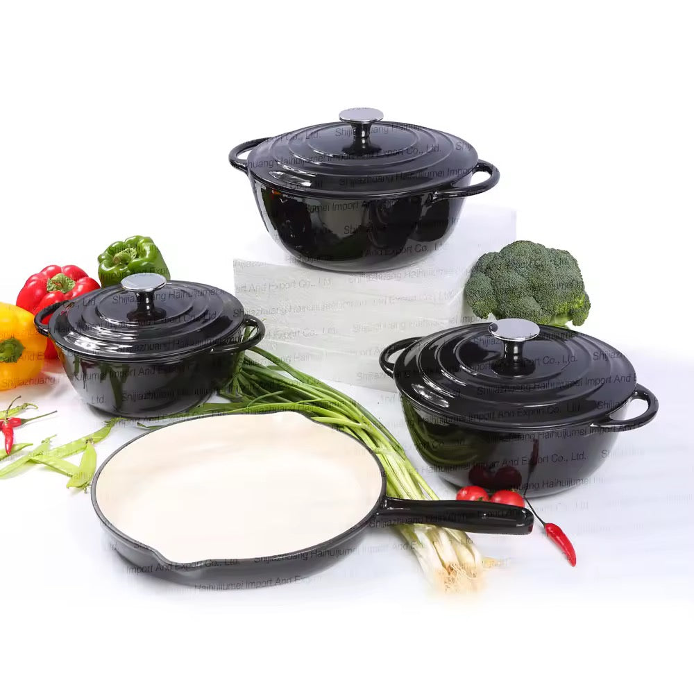 7 PCS Enamel Cast Iron Cooking Pots Set  Non-Toxic, Oven-Safe Pots for Kenyan Kitchens