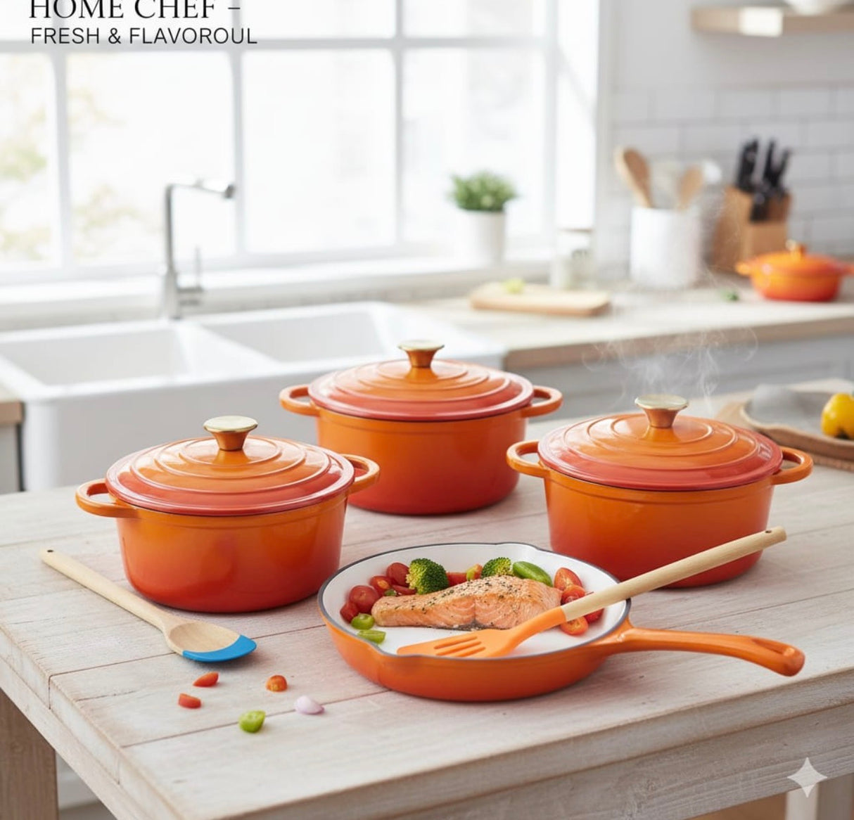 7 PCS Enamel Cast Iron Cooking Pots Set  Non-Toxic, Oven-Safe Pots for Kenyan Kitchens