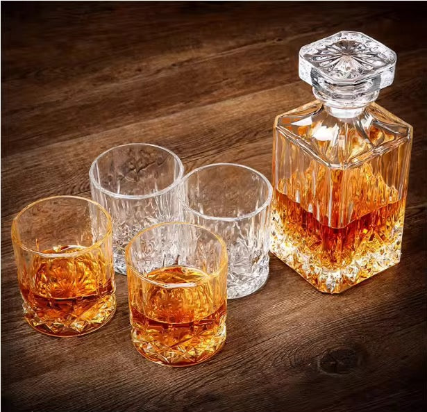Whiskey Decanter Set,Italian Style Decanter Set with 6 Glasses