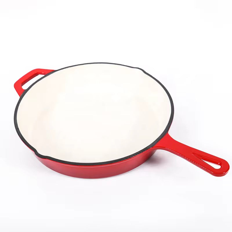 Enameled 13 Inch Cast Iron Rectangular Baking Pan for Lasagna Roasting and Casseroles Red