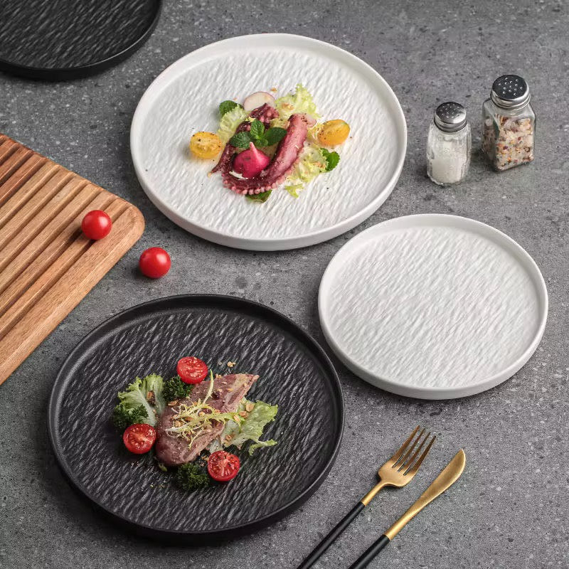 6 Piece 10.5 Inch Rock Glazed Ceramic Dinner Plates Set Microwave Dishwasher Safe