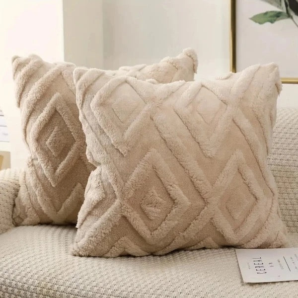 Soft Plush Velvet Pillow Covers, Large Rhombus Pattern, Bedroom Decor, Living Room Decor