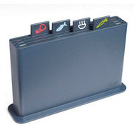 Joseph Joseph Index Advance 4-piece chopping board set in dark grey with storage case