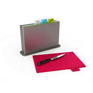 Second view of the colour-coded Joseph Joseph Index Advance 4-piece chopping board set in silver