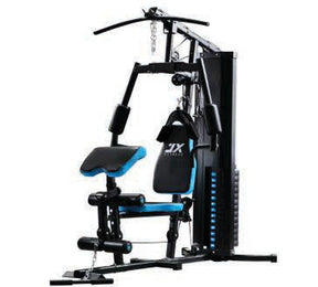 JX-913 single station multi-gym with blue-trim 64kg weight stack and preacher curl pad