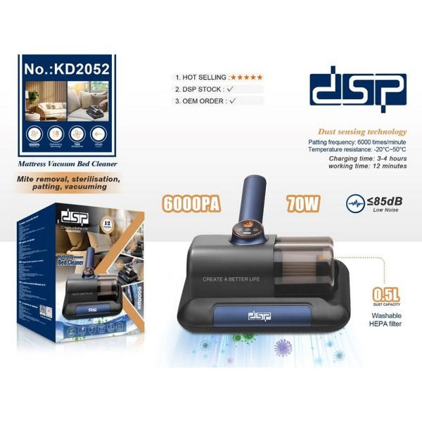 DSPBed Vacuum Cleaner, Household High-Frequency Strong Mite Removal Instrument, Handheld Deep Mattress Vacuum Cleaner, Wireless Vacuum Cleaning Remover Instrument, for Bed, Sofa, Carpets