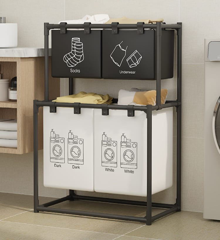 New Laundry basket Foldable dirty clothes organizer with wheels  With extra storage for socks and underwear and top storage