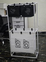 New Laundry basket Foldable dirty clothes organizer with wheels  With extra storage for socks and underwear and top storage
