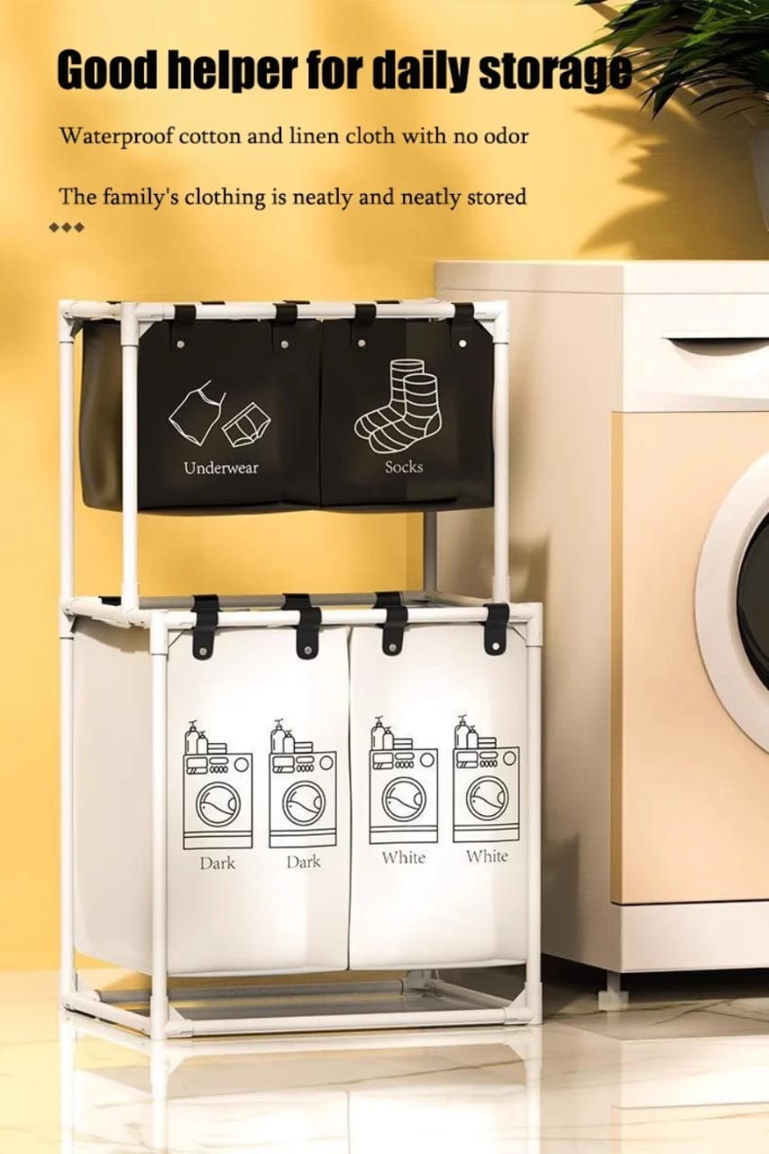 New Laundry basket Foldable dirty clothes organizer with wheels  With extra storage for socks and underwear and top storage