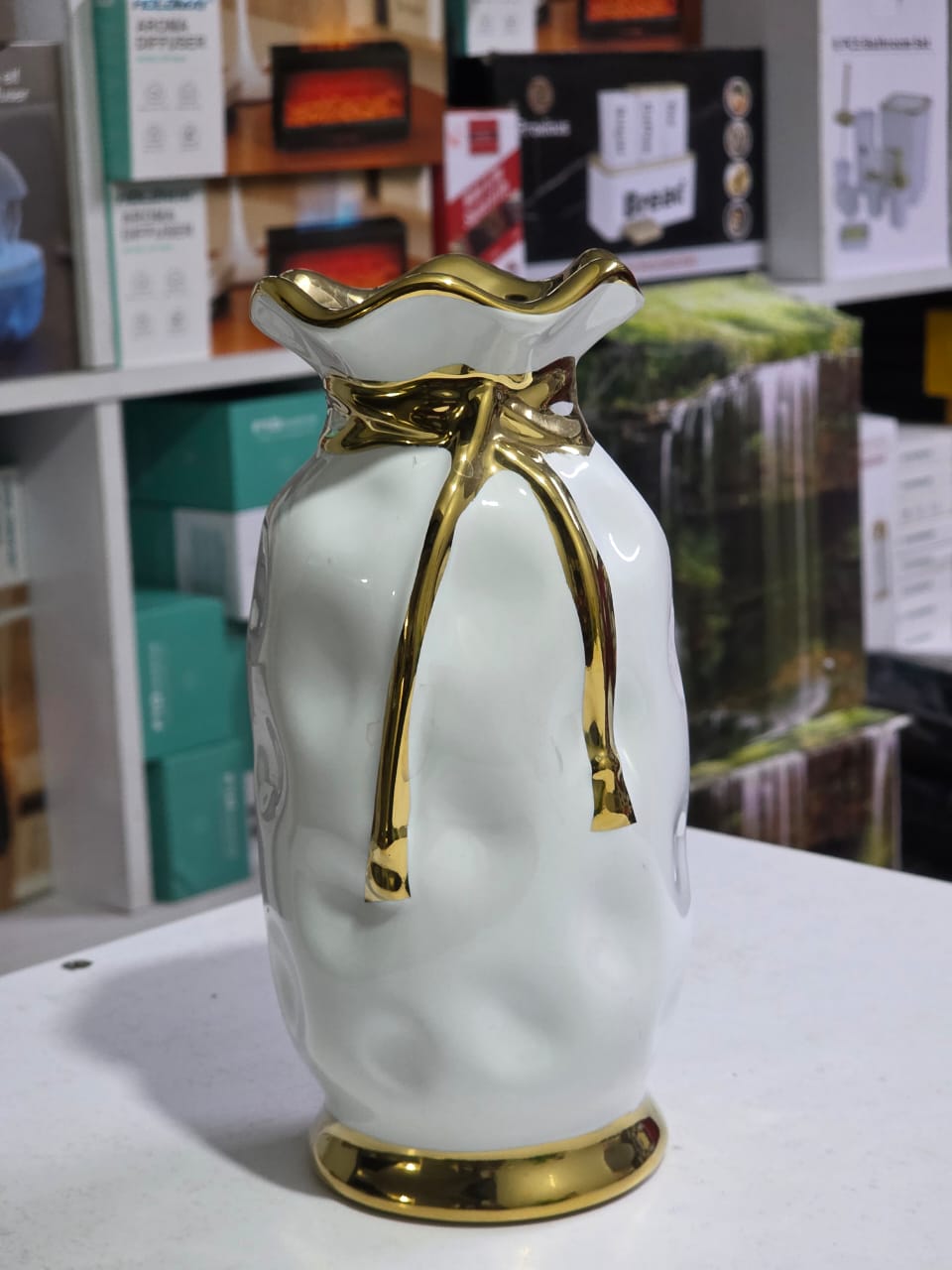 Luxury Ceramic Vase with Gold detailing
