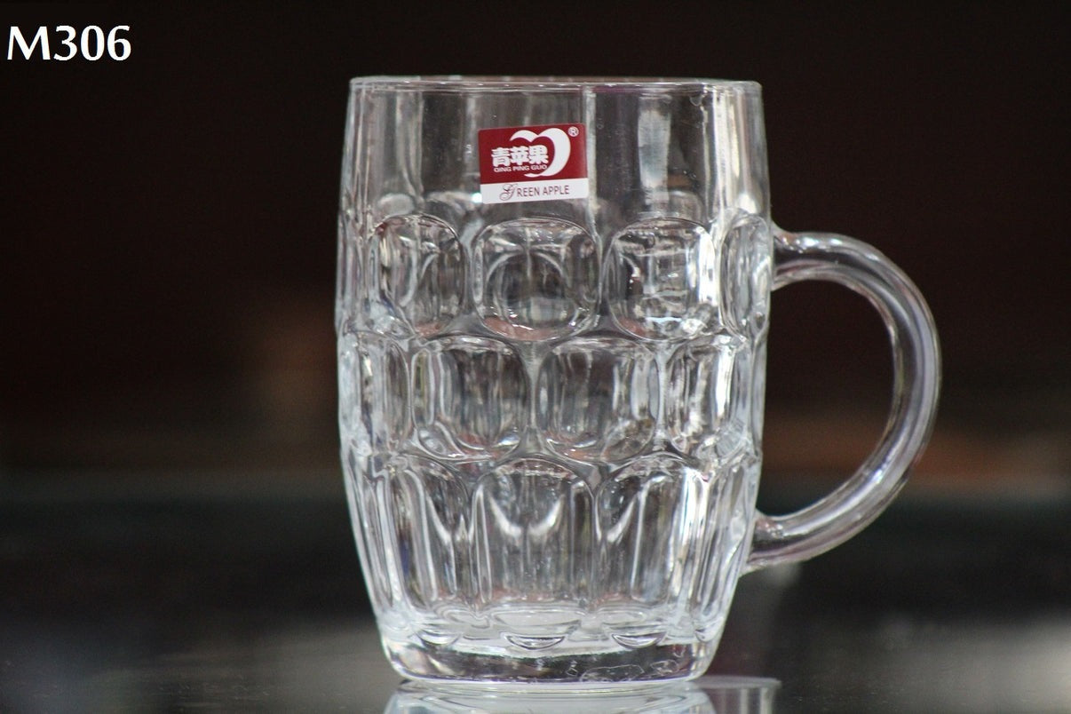 Premium Glass Beer Mugs/Beer Glasses 560ml - Set of 6, Transparent