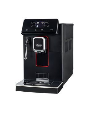 Gaggia Magenta Plus black bean to cup coffee machine with professional steam wand, front view on a plain background