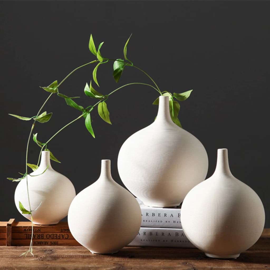 Minimalist Ins Style Modern Nordic Home Decoration Round Shape Porcelain Flower Vase