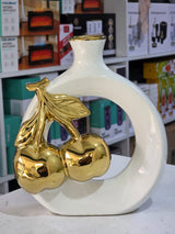 Modern Ceramic vase with Golden Cherry Design