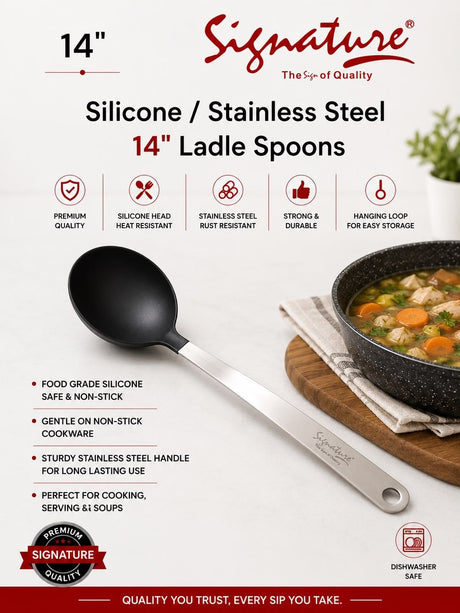 NOSKU-14-Silicone-Stainless-Steel-Ladle-Spoons