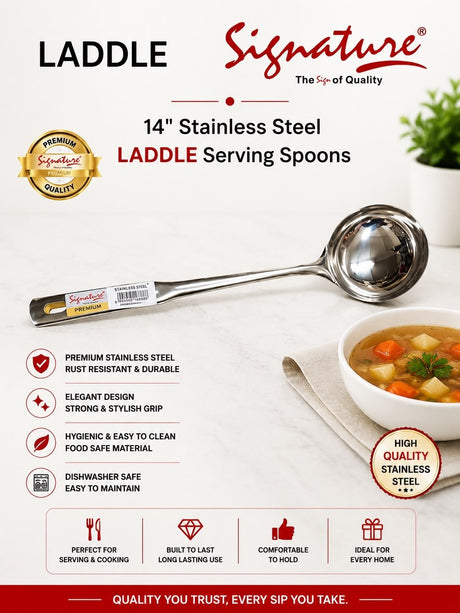 NOSKU-14-Stainless-Steel-LADDLE-Serving-Spoons