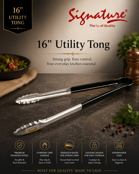 Signature Stainless Steel Utility Tong - 16 inch