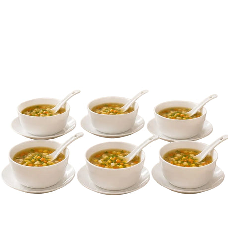 Signature 18-Piece Glass Soup Set - White Plain