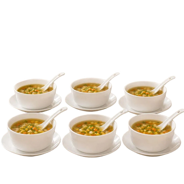 Signature 18-Piece Glass Soup Set - White Plain
