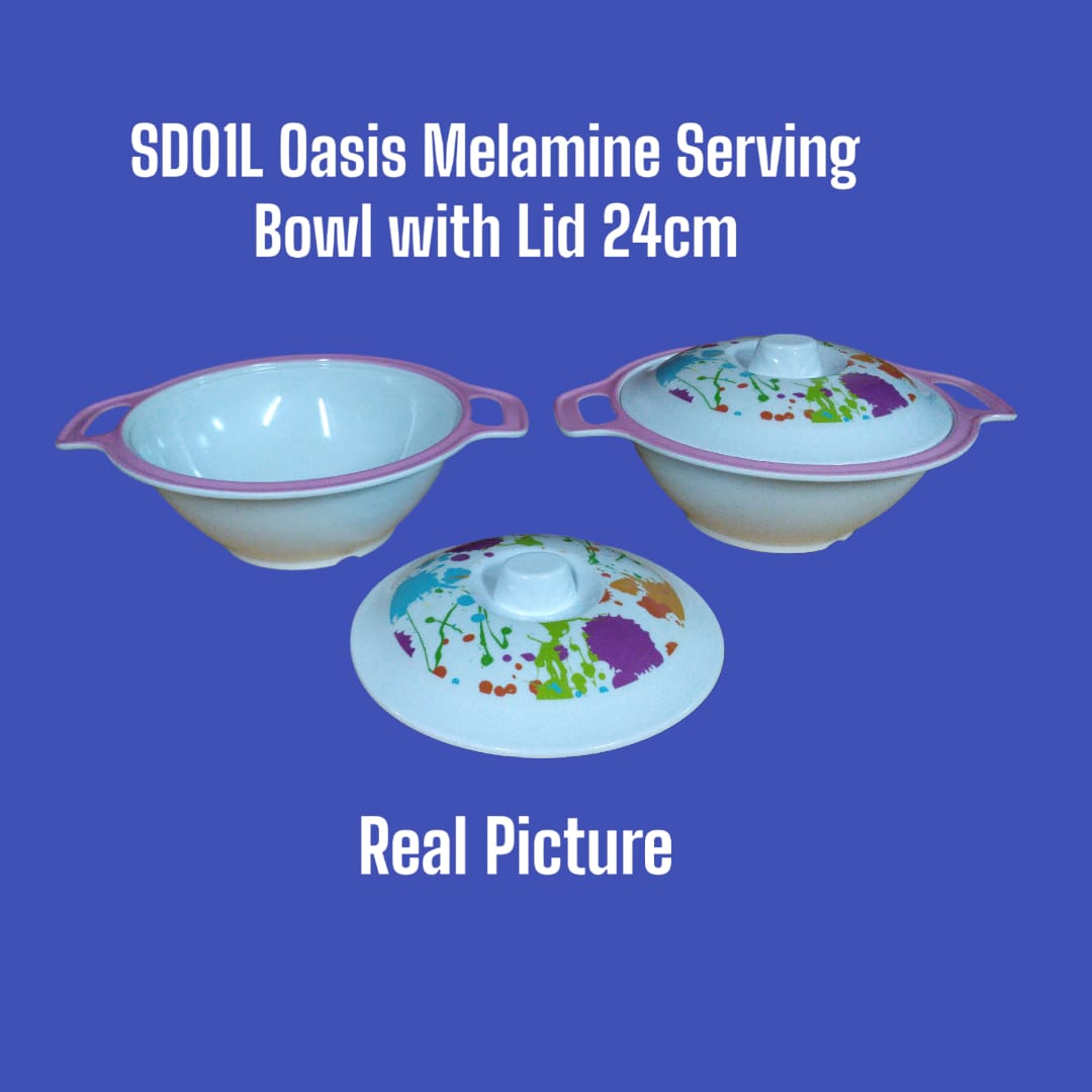 Oasis Melamine Serving Bowl with Lid 24cm