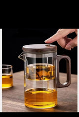 One press glass infuser tea pot