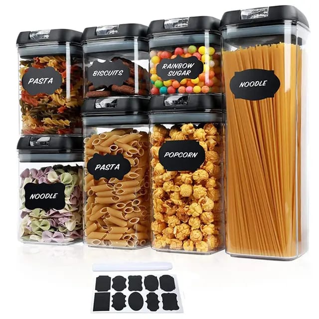 Breakfast Cereal Station: Double Cereal Dispenser and 7 Piece Acrylic Cereal Container Set