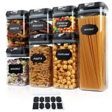 Breakfast Cereal Station: Double Cereal Dispenser and 7 Piece Acrylic Cereal Container Set