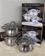 Edenberg 6-Piece Stainless Steel Cookware Set | Pots with Glass Lids Kenya