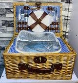 Wicker Picnic Basket for 2 Accessories Plates and Utensils