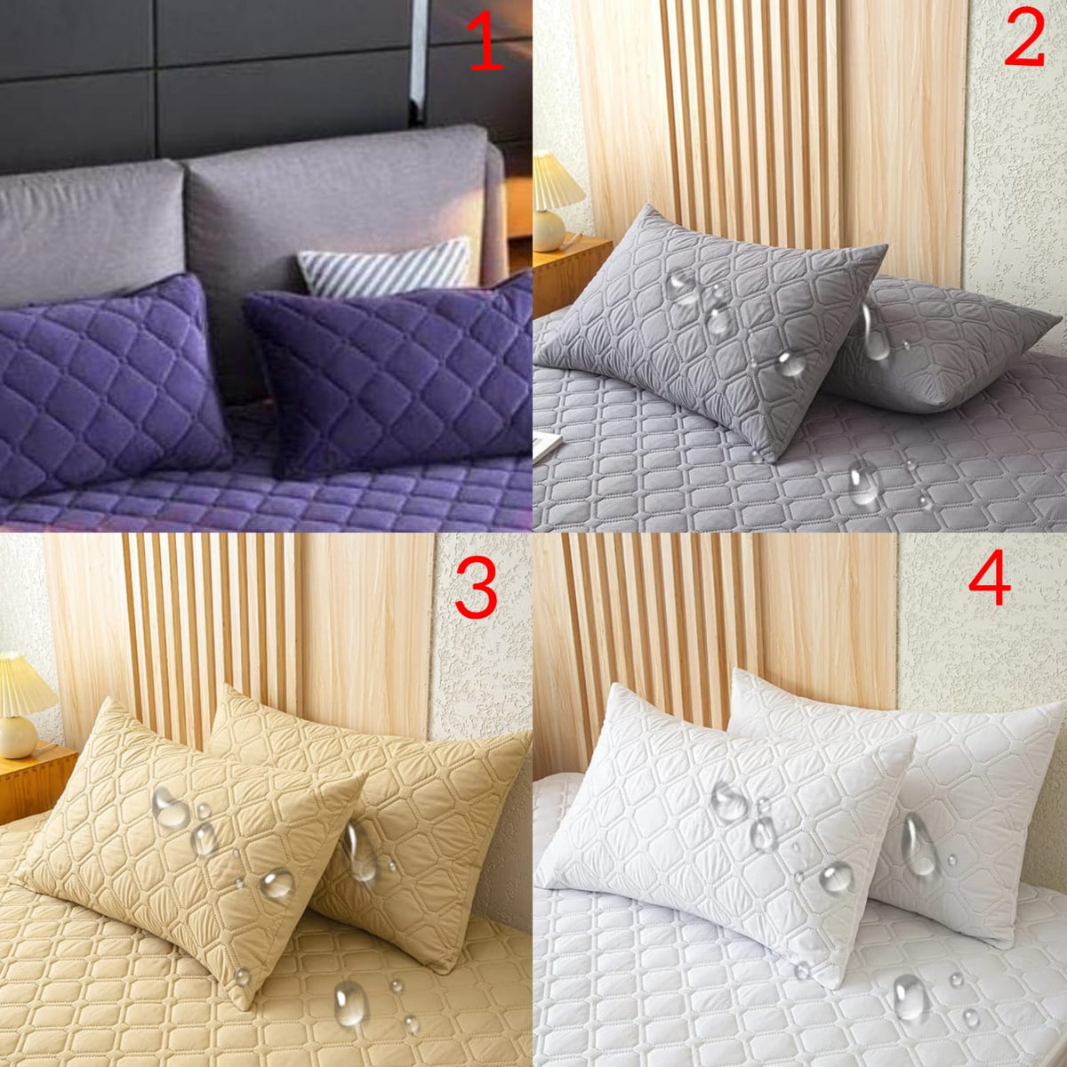 Bedroom Set 6x6 White Satin: Cotton Duvet Set, Waterproof Mattress Protector and 2 Pillow Protectors
