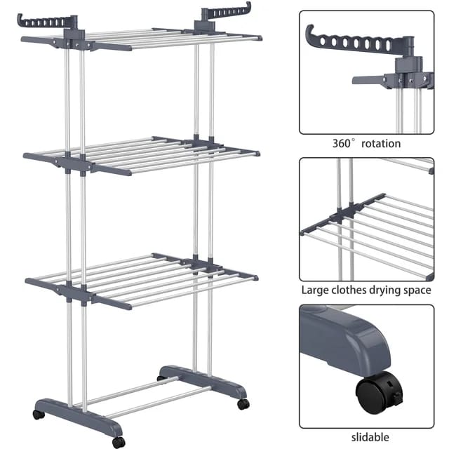 4-Tier Foldable Clothes Drying Rack Stand Airer