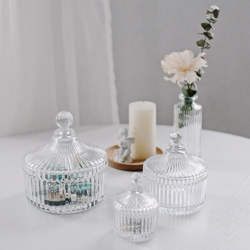 Dome Shape Glass Sugar Serving Bowl with Lid Candy Dish