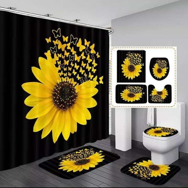4 Pcs Set Bathroom Shower Curtain Set