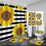 4 Pcs Set Bathroom Shower Curtain Set