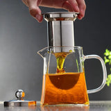 Danny Home Round Glass Tea Kettle Heat Resistant Tea Pot with Stainless Steel Infuser Strainer for Coffee