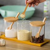 4pcs Oil Jar Set With Bamboo Stand