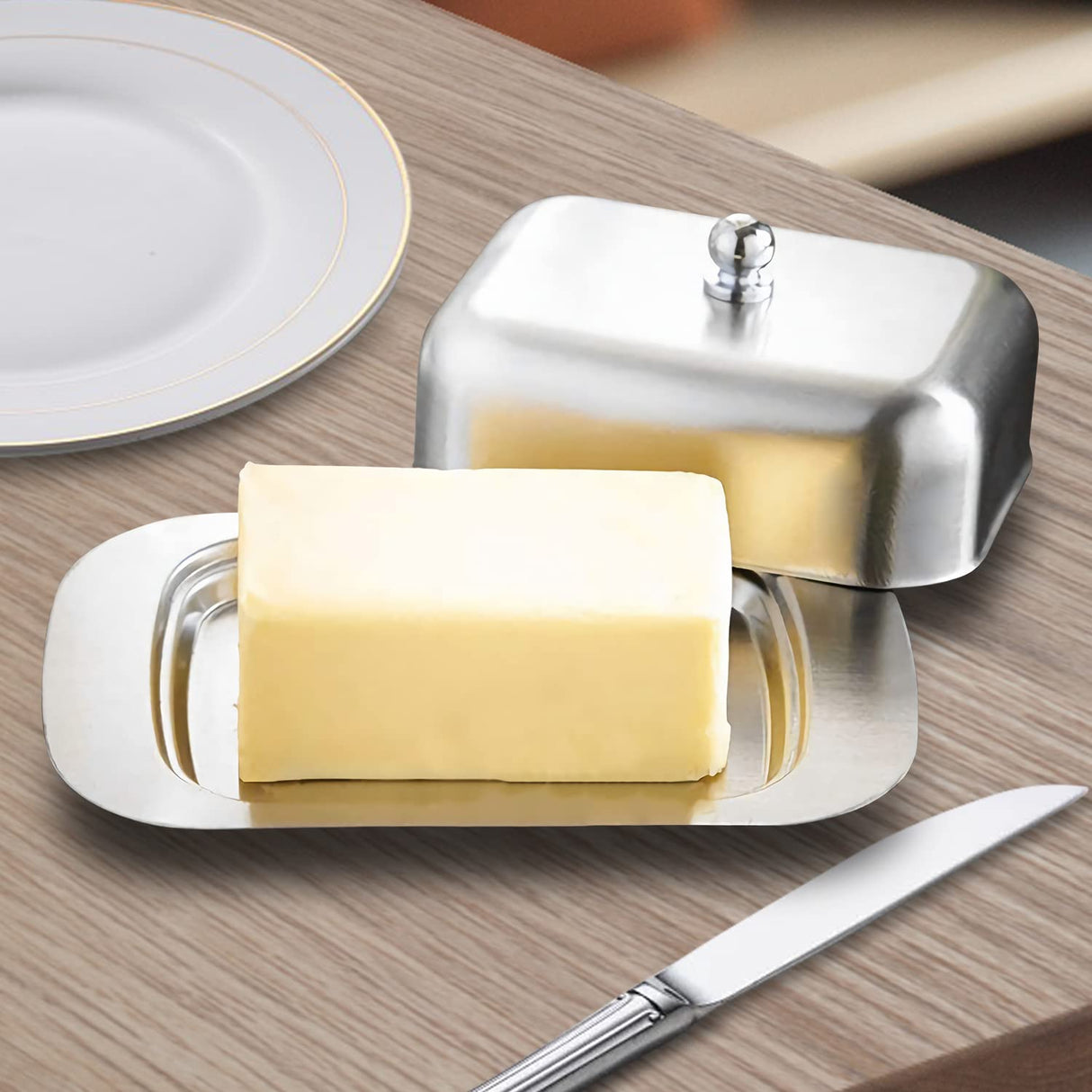 Metal Butter Dish with Lid Butter Dish