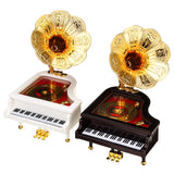 Loud Vintage Retro Music Box Piano Phonograph Gold Trumpet Horn Home Decoration