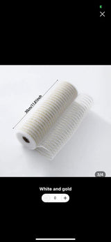 26cm 10 Yards Gold White Mesh Ribbon Roll