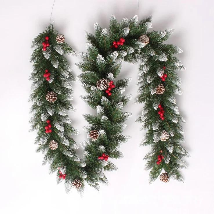 2.5M Premium Natural Green Garland pine-Cones and Berries