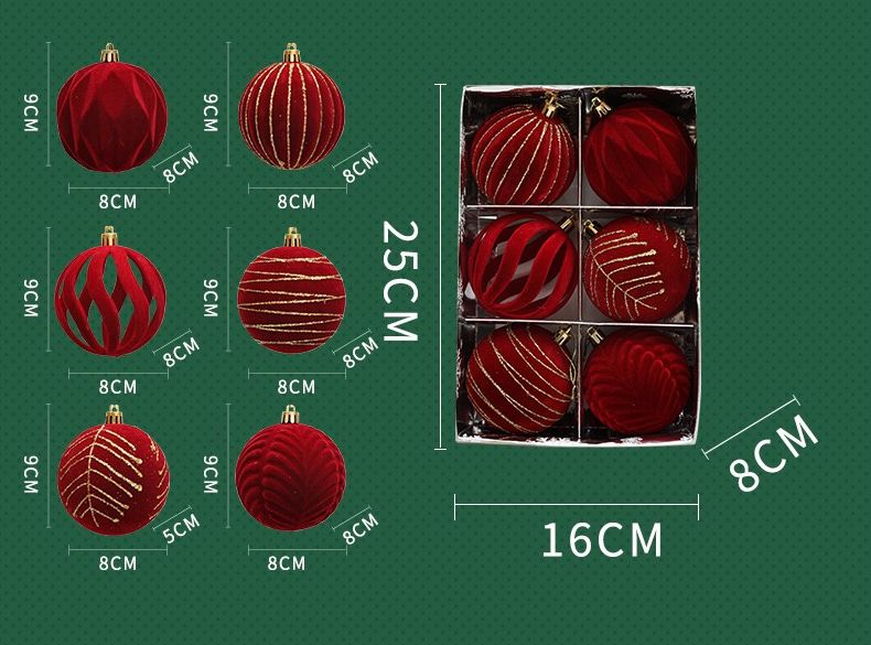 Velvet Christmas Ball 6pcs