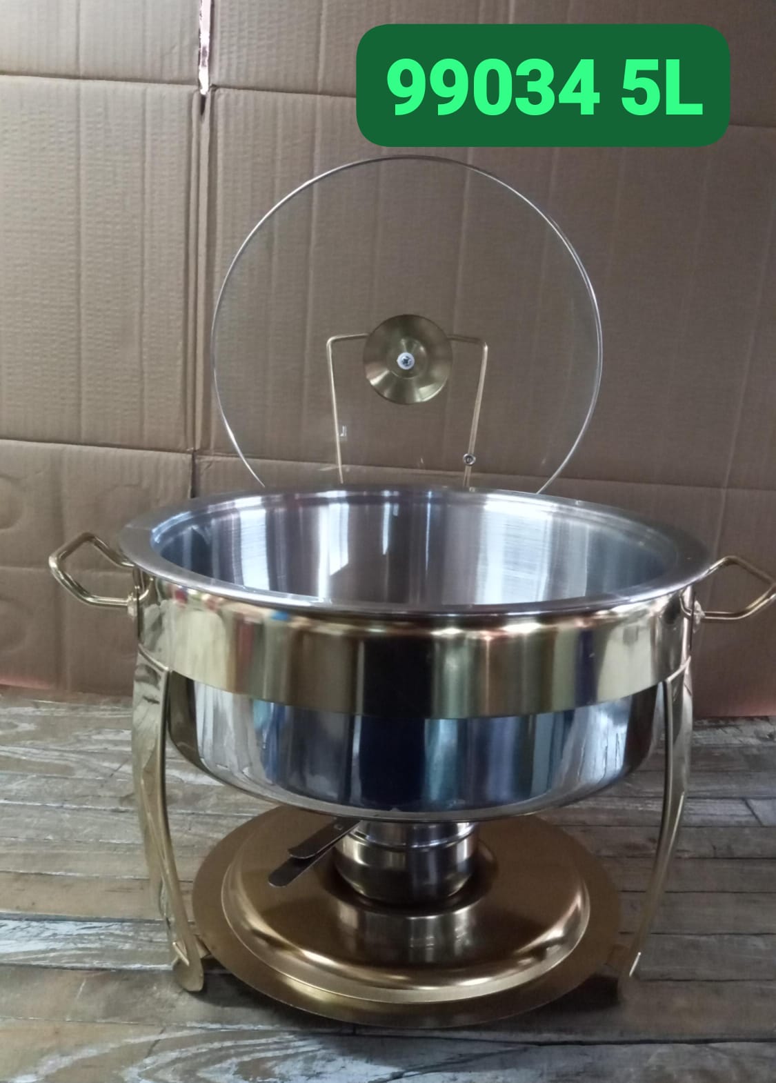 Round Food Warmer Stainless Steel Chafing Dish With Hanging Lid