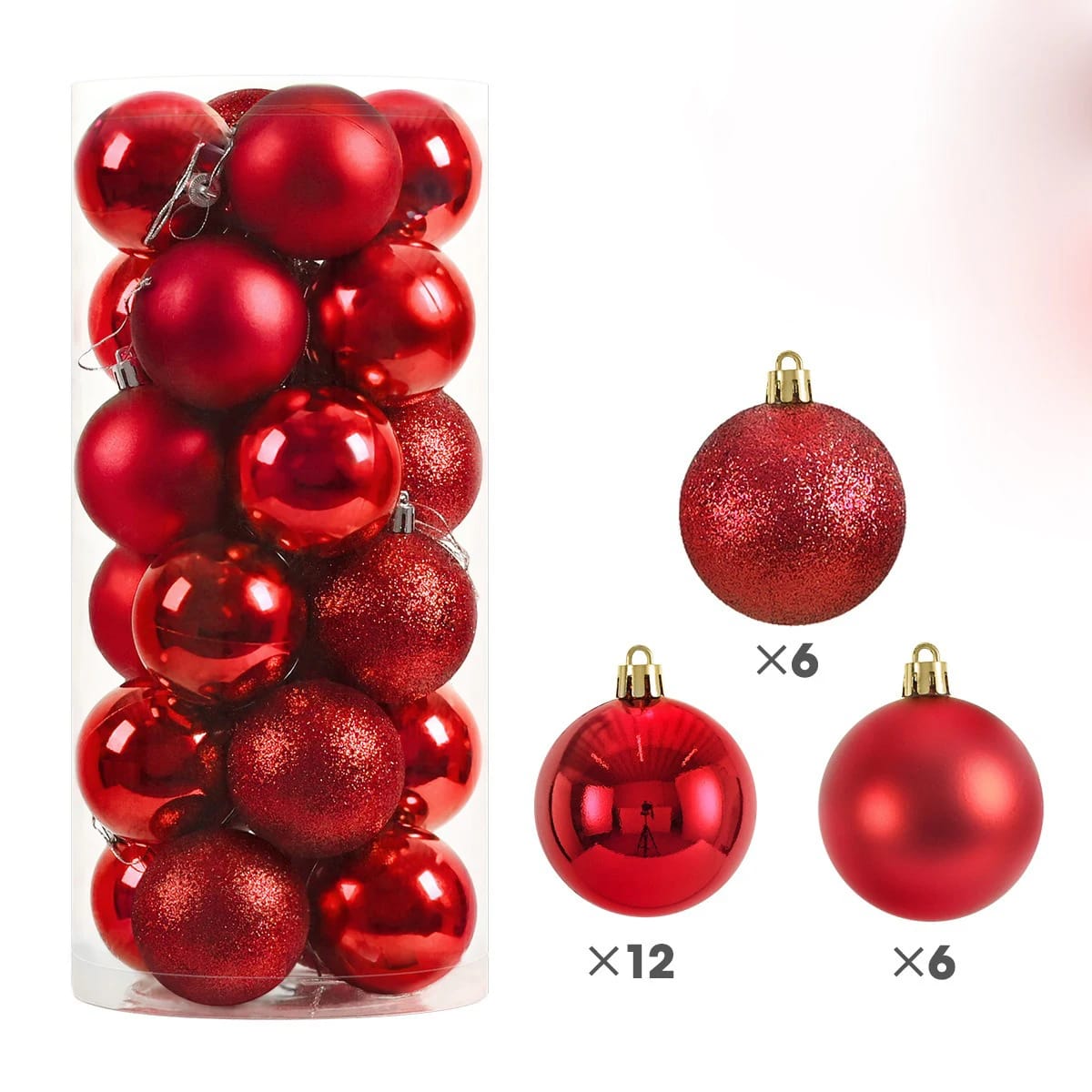 24pcs Christmas Tree Ornaments with 3-6cm Balls
