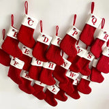 knit monogram Christmas socks