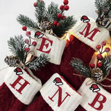 knit monogram Christmas socks