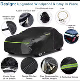 Universal Black Car Cover with fleece on the inside part &amp; Has Reflector on the sides