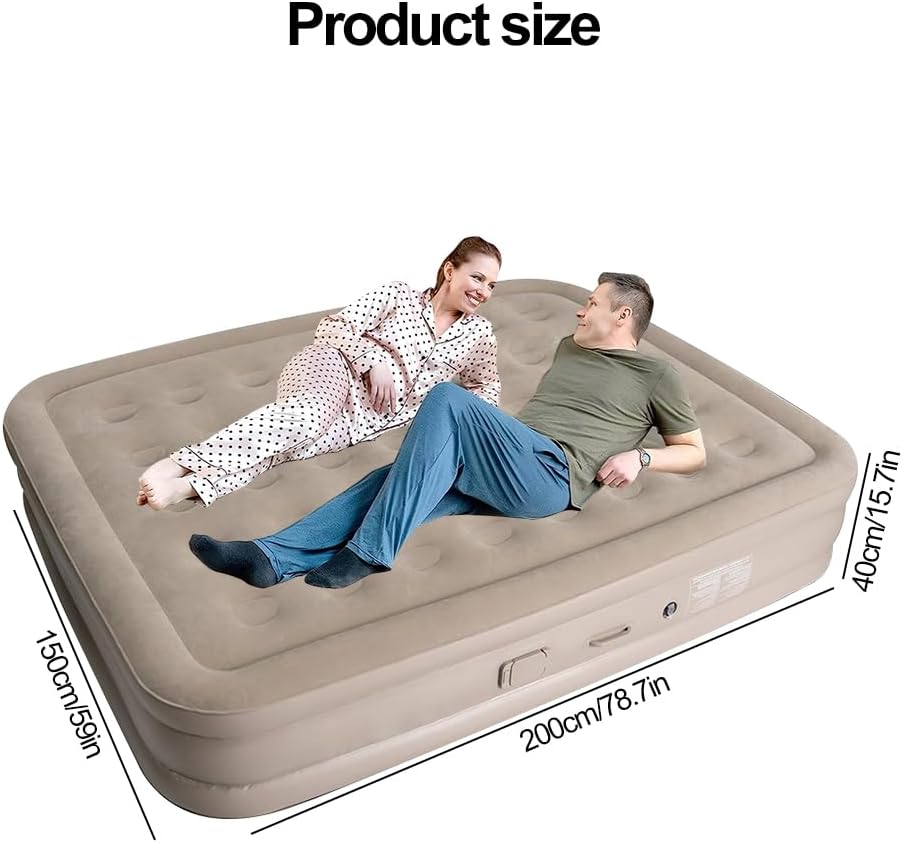 Inflatable Double Queen size Mattress with inbult pump and two pillows