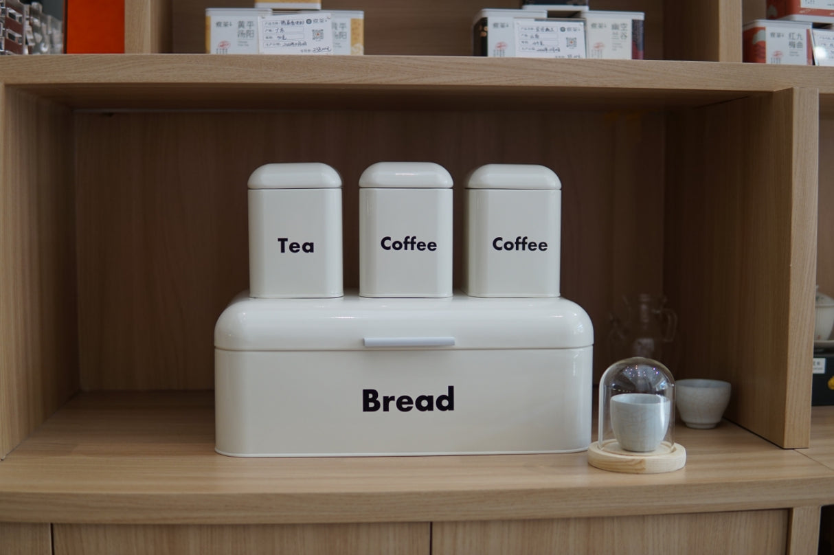 Nordic Bread Bin with 3 Canister Set