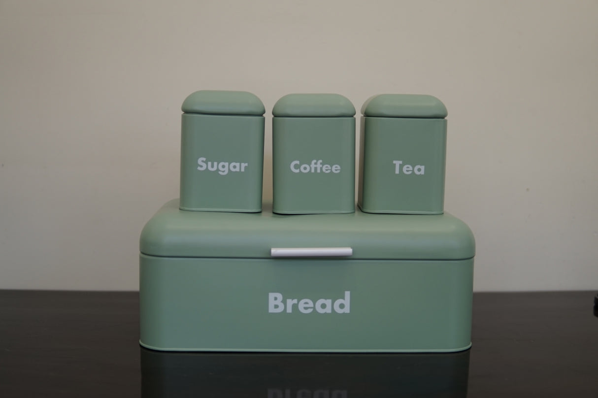 Nordic Bread Bin with 3 Canister Set