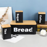 Nordic Bread Bin with 3 Canister Set – Bamboo Lid | White or Black